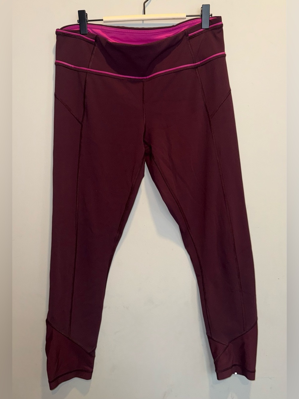 lululemon athletica Maroon Leggings with Pink Trim